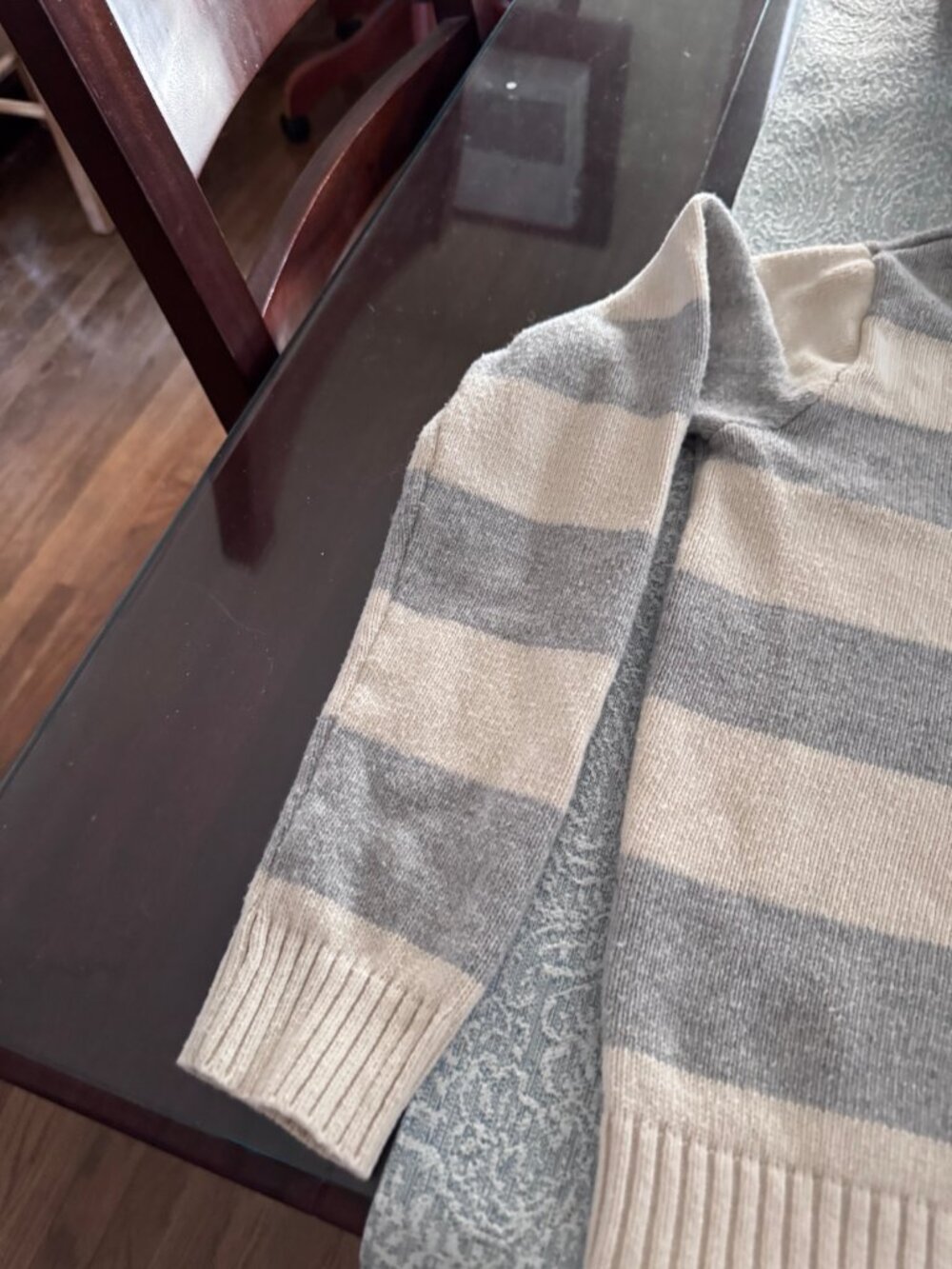 Brandy Melville Alana Striped Zip-Up Knit Hoodie Cardigan Sweater Size S/OS - Picture 8 of 16